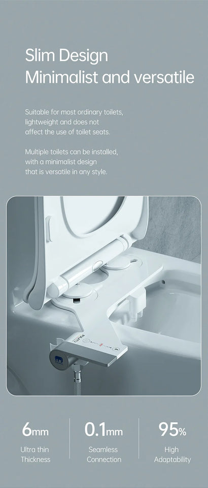 Bidet Attachment Ultra-Slim Toilet Seat Attachment Dual Nozzle Bidet Adjustable Water Pressure Non-Electric Ass Sprayer