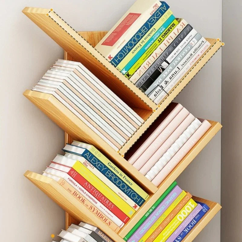 Solid Wood Tree-shaped Bookshelf Floor-to-ceiling Does Not Take Up Space Shelf Living Room Storage Shelf Display Shelf Household