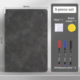 1Pc Reusable Erasable Whiteboard Notebook Leather Portable Drafting Notebook Writing Board Desktop Memo Pad