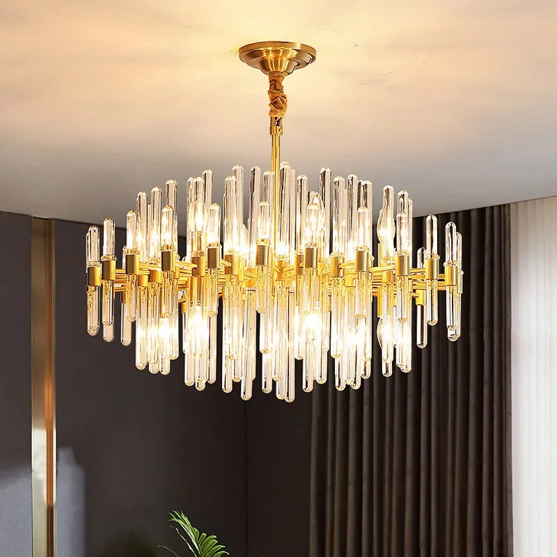Modern restaurant luxurious smart crystal chandelier Gold round Living room interior decoration salon restaurant chandelier