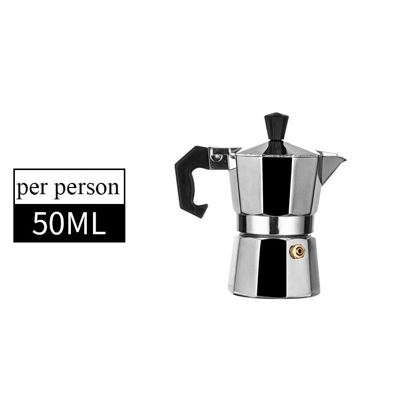 Mocha Coffee Pot Stovetop Espresso Maker Aluminum Silver Coffee Percolator Home Hand-brewed Octagonal Moka Pot Kitchen Utensils