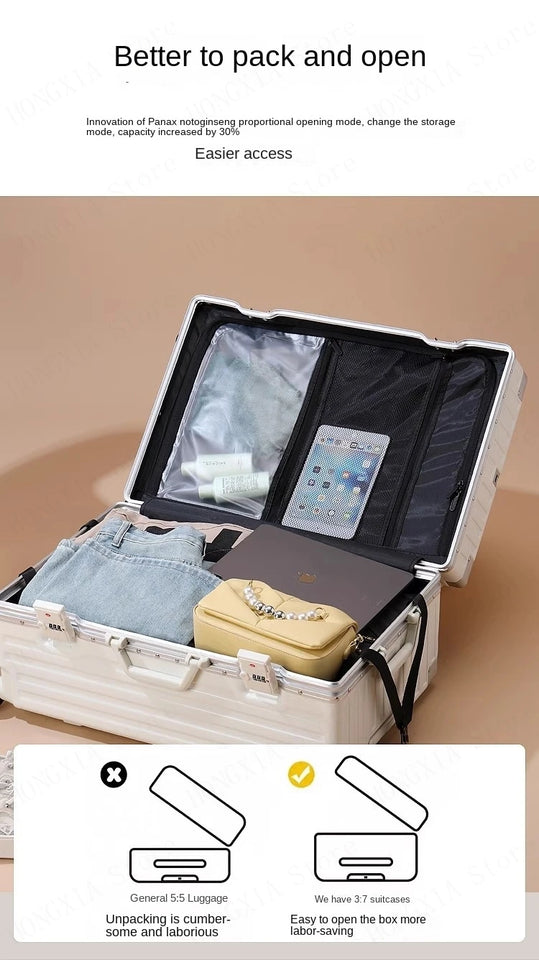 Large Capacity Suitcase 28" 32" Thickened Luggage USB Phone Stand Aluminum Frame Password Trolley Case Travel Wheeled Suitcases