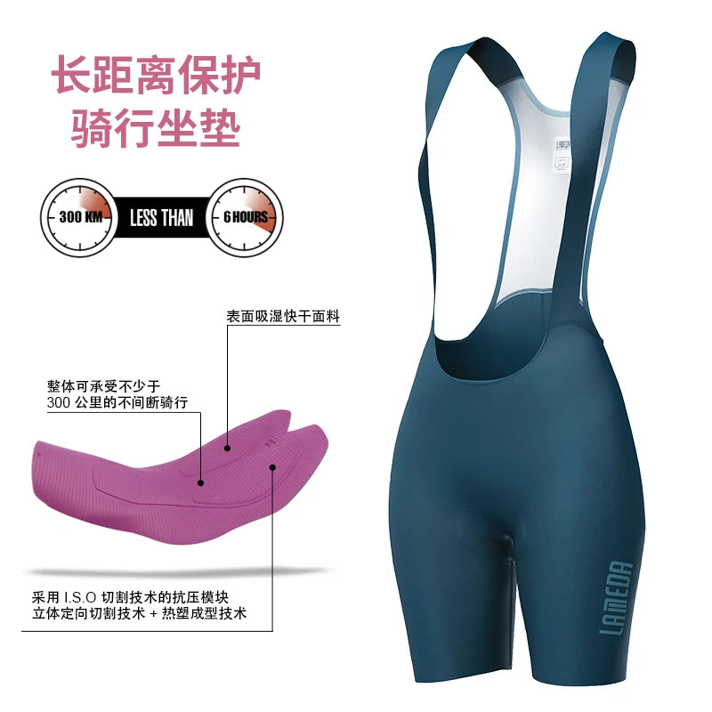 Lameda Bib Pants Shorts Women Cycling Seamless Breathable Cycling Bibs With Comfortable Pad Women's Cycling Shorts