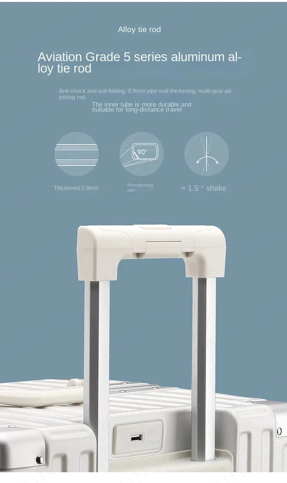 Large Capacity Suitcase 28" 32" Thickened Luggage USB Phone Stand Aluminum Frame Password Trolley Case Travel Wheeled Suitcases