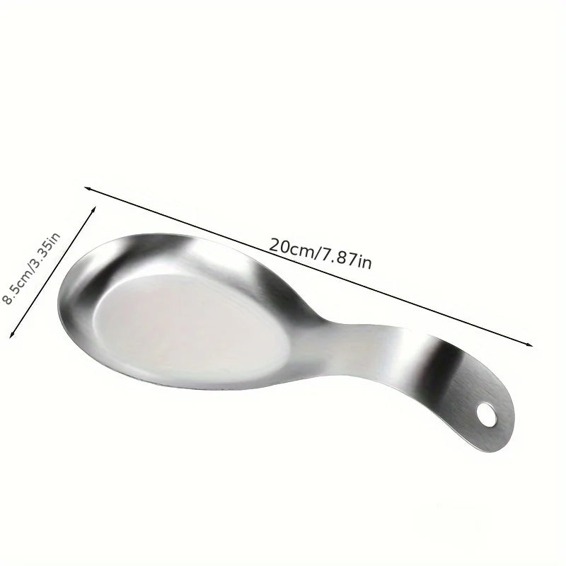 1pc Durable Stainless Steel Soup Spoon Rest Tray-Sleek, Simple Design for Home Commercial Use | Holds Spoons Small Kitchen Tools