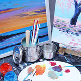 Paint Brush Cleaner and Holder - Airtight Stainless Steel Brush Washer for Painting with Removable Porous Filter (Large)