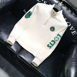 Spring Autumn Men's hoodie sweatshirt casual sports Pullover Waffle Zipper Polo Shirt Stand Collar coat sweatshirt