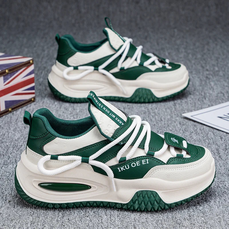 Chunky Sneaker Plus Size 45 46 47 48 Men Designer Sport Shoes Fashion Casual Leather Fabric Height Increased Flat Platform Shoes