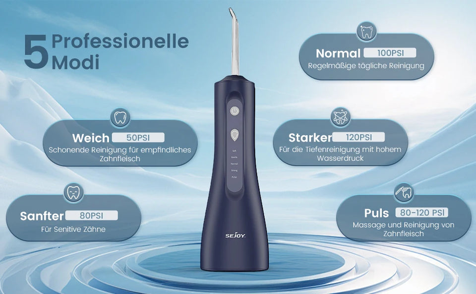 SEJOY Water Flosser Professional For Teeth, Gums, Braces, Dental Care, Electric Power With 5 Settings, 5 Tips For Home Travel