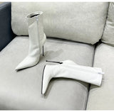 Knee-High Modern Boots Pointy Toe Women Shoes 13cm Ultra Thin Steel High Heels Metal Heel Calf Boots for Women Fun Shoes Size 46