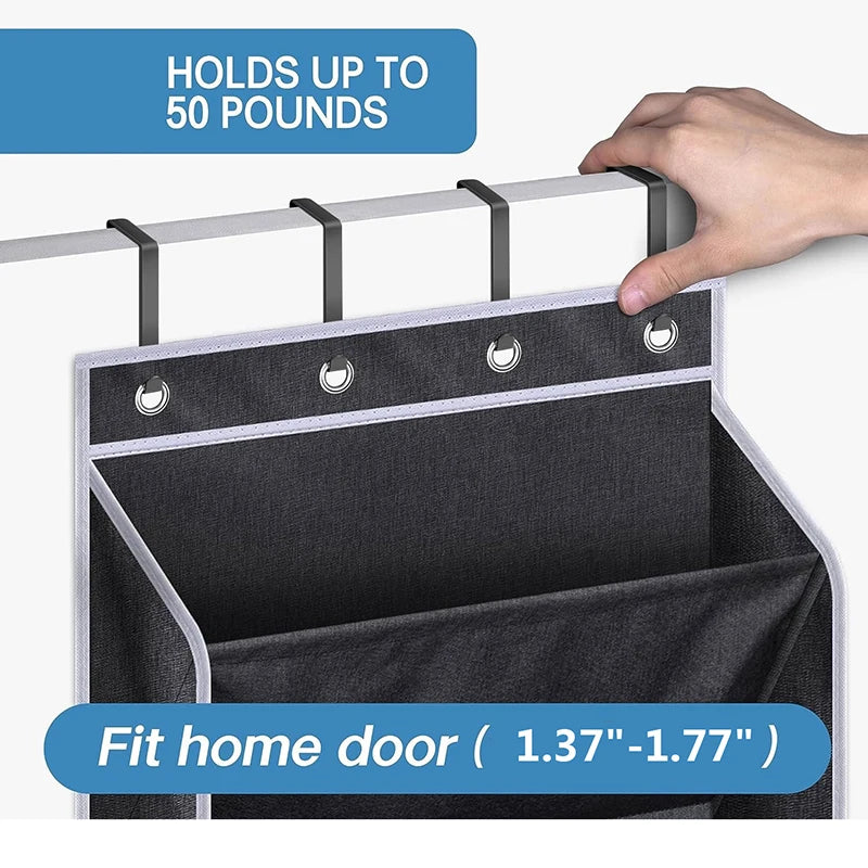 Multi-pockets Wall Storage Bag Large Over Door Hanging Shoe Organiser Behind Doors with 4 Metal Hooks Shoes Rack Storage Bags
