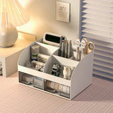 Home Office Desktop Stationery Storage Box 6 Compartments 2 Drawers Decorative Desk Organizer Dressing Table Makeup Storage Case