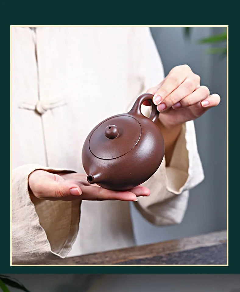 180ml Chinese Yixing Purple Clay Teapot Raw Ore Ball Hole Filter Teapot Custom Zisha Xishi Teaware Handmade Beauty Tea Infuser