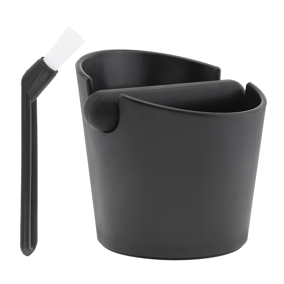 Serviceable Shock Absorption Coffee Knock Box with Espresso Cleaning Brush, Removable Knock Bar Espresso Dump Bin