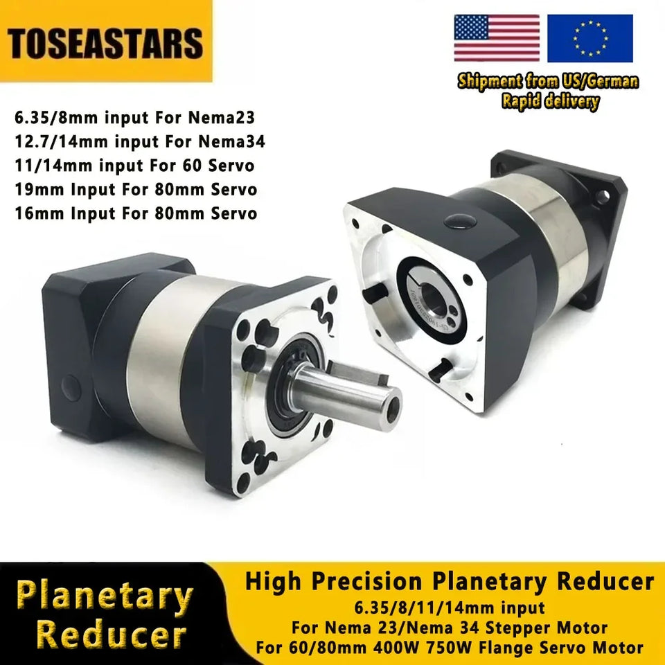 High Precision Planetary Reducer 6.35/8/11/14mm input Ratio 5:1 10:1 for Nema 23 57mm Nema34 86 Stepper 60mm Servo Motor Gearbox