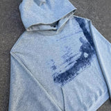 Grey Gothic Retro Pattern Printed Pullover Sweatshirt Men and Women American Hip Hop Fashion Jogger Casual Oversized Streetwear