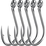 50PCS Sharp Barbed Fishing Hooks HighCarbon Steel UltraStrong Single Size with Hole for Easy Tying Secure Portable Box Included