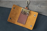 100 % Genuine leather   Multi-function Key Bag High Quality Crazy Horse leather Key Pouch Unisex Leather Business Gift