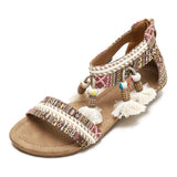 Summer New Women's Sandals Rome Bohemian Flow Su Flat Heel Soft Bottom Comfortable Anti slip Outerwear Tourist Vacation
