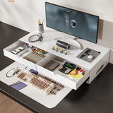 Carbon Steel Monitor Stand with Drawer Desktop Riser Shelf for Computer Office Desk Organizer Ergonomic Workspace Solution