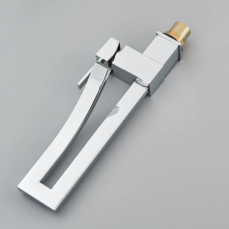 Bathroom Basin Faucet Brass Deck Mounted Mixer Taps Single Handle Single Hole Hot Cold Water Mixers Tap