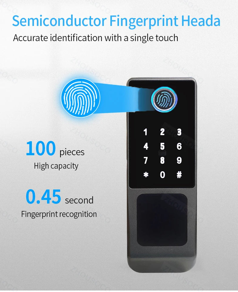 IP66 Waterproof Tuya Wifi Fingerprint Smart Door Lock Outdoor Gate TTLock Bluetooth Password Card Electronic Rim Lock For Home