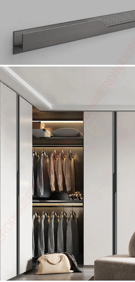 NAIERDI Black Lightning Long Furniture Handles 600-1800mm Aluminum Alloy Cabinet Handles Cupboard Door Handles Door Hardware