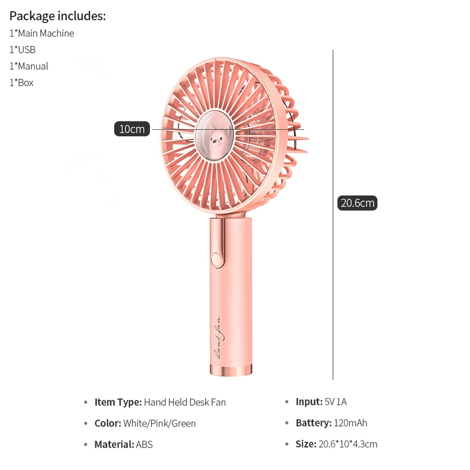 Xiaomi Summer Mini Fan Portable 3 Speed Adjustable Fans USB Rechargeable Desk Handheld Air Conditioner Cooler For Outdoor