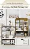 Angle Insertion Desk Pen Holder, Desktop Storage Box for Office Supplies & Cosmetics, Multifunctional Organizer Rack