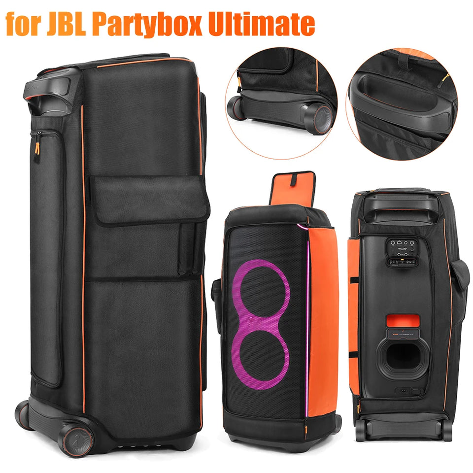 Dust Case Waterproof Speaker Case Slip Sleeve Nylon Fabric Multifunction Bag with Side Storage Pocket for JBL Partybox