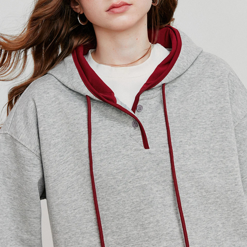 TOYOUTH Women Hoodies Sweatshirt 2025 Autumn New Contrasting Color Embroidery Splicing Hooded Pullover Tops