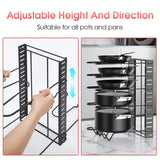 Pot Rack Organizer, 8 Tier Pots and Pans Organizer for Kitchen Organization & Storage, Adjustable Pot Lid Holders & Pan Rack