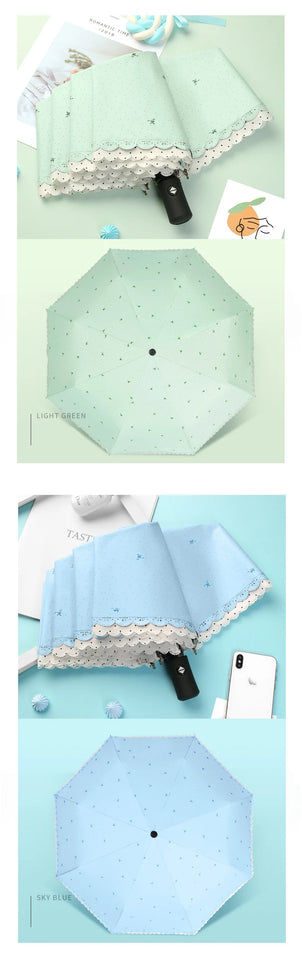 Women's Umbrella Lace Fashion Folding Umbrella Sunshade Umbrella Wind and Rain Resistance Travel Foldable Portable Student Gift