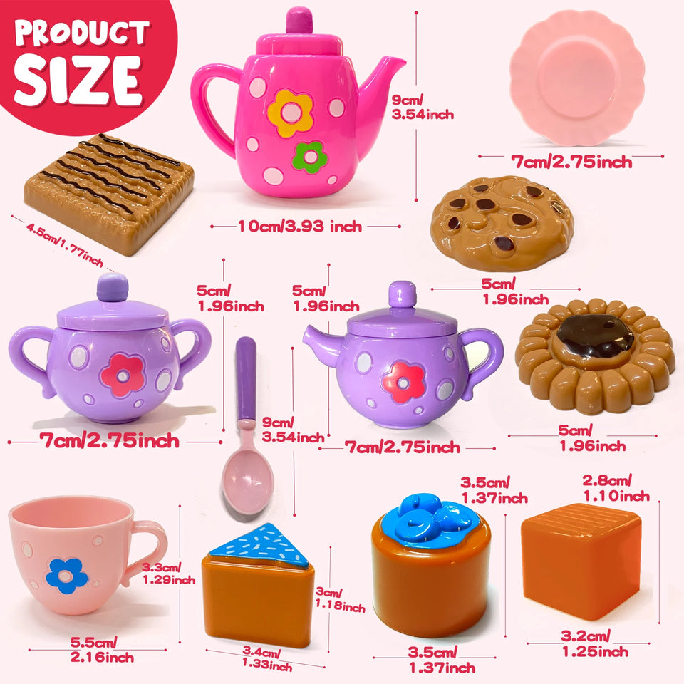 Tea Set For Little Girls, Tea Party Set, Tea Set For Toddlers Including Kettle, Cookies, Kids Play Food, Tea Party Accessories T