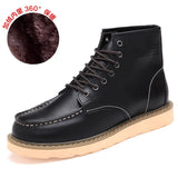 Winter Warm Men Boots Leather Mens Snow Boots with Fur Handmade Waterproof Male Ankle Boots No-slip High Top Male Work Shoes