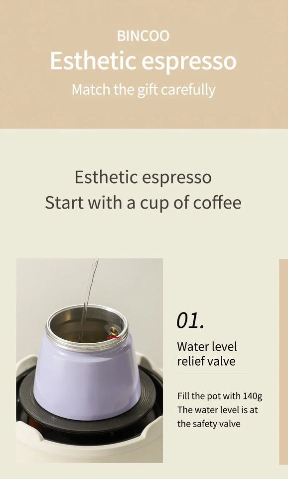 Bincoo Coffee Moka pot Classic Italian Espresso Maker Extraction Hand Brewing coffee Pot Barista Coffee Machine Coffee Utensil