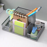 Pen Containers For Desk Office Stationery Storage With 4 Grid Desk Organizer Storage For Desktop Home School Bedroom Countertop