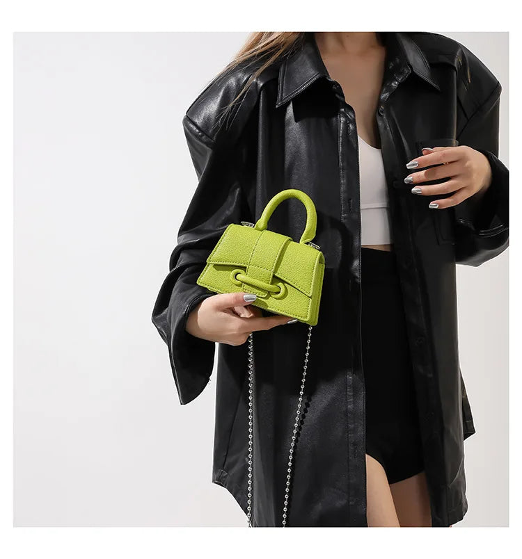 Women Mini Handbag Korean Style Chic Solid Texture Chain Crossbody Bag Ladies Summer High-Grade New Lipstick Commuter Bags