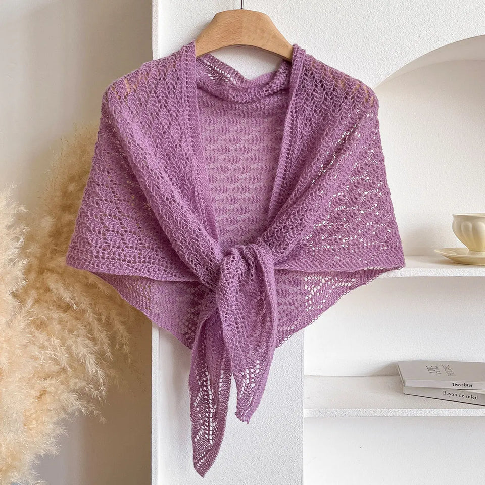 Korean Hollow Out Knitted Shawl Summer Air Conditioning Fake Collar Neck Guard Knit Thin Knotted Cape Shoulder Scarf For Women