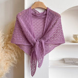 Korean Hollow Out Knitted Shawl Summer Air Conditioning Fake Collar Neck Guard Knit Thin Knotted Cape Shoulder Scarf For Women