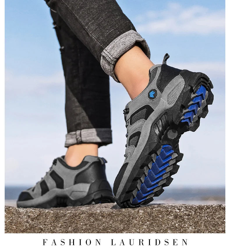 Spring Casual Shoes Men Breathable Comfortable Lace Up Walking Shoes Autumn Classic Outdoor Sneakers Thick-Soled Hiking Shoes