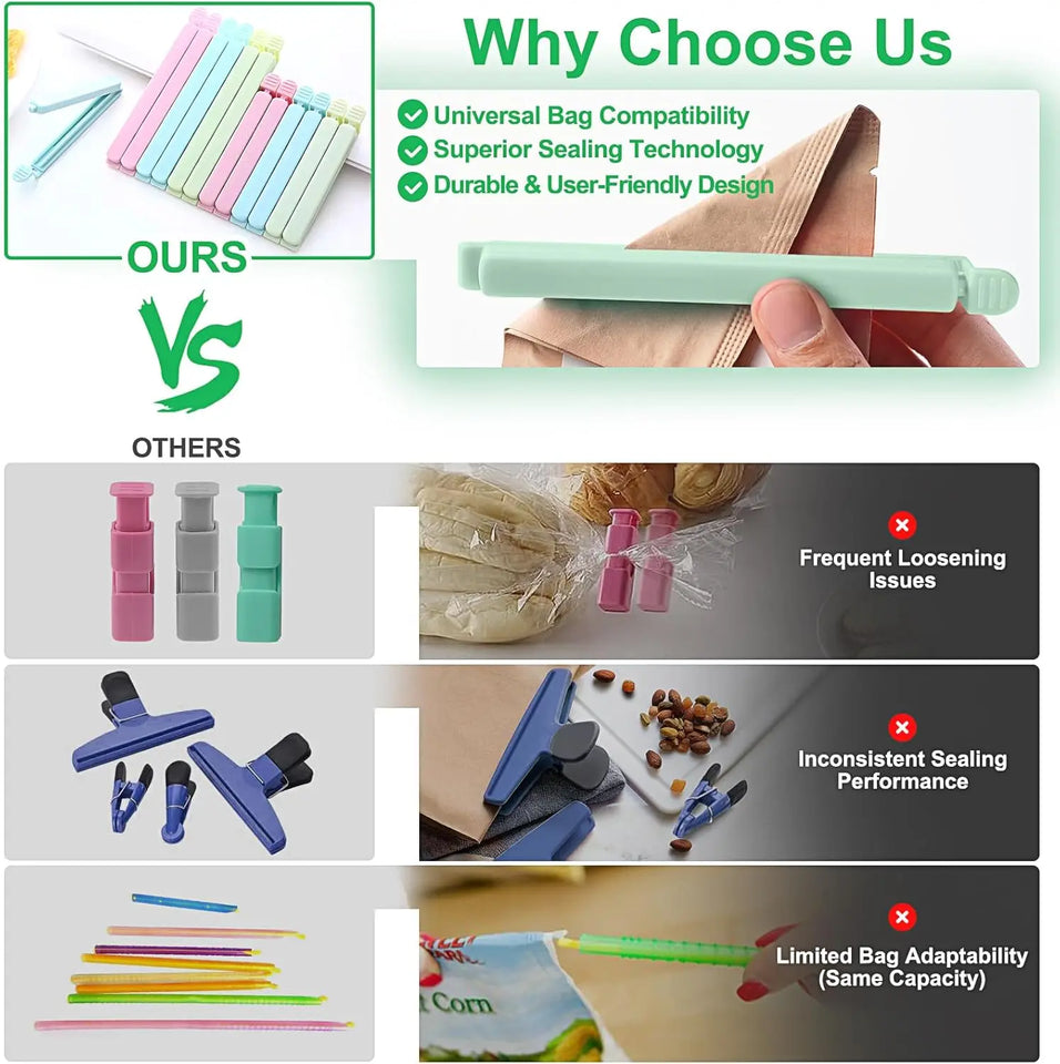 Food Bag Sealing Clips,20 PCS Plastic Bag Sealers Sticks Clips, for Snack Coffee Potato Chip Food Storage, 12cm