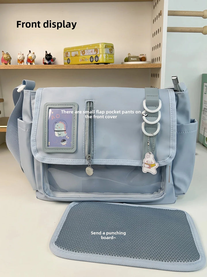 Y2K Japanese Harajuku School Bags for Teenage Girls New Transparent Itabag Crossbody Bag DIY Badges Display Plate Ita Bag