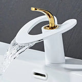 Waterfall Creative Bathroom Basin Faucet Sink Faucet Deck Mounted Hot Cold Water Mixer Crane Brass Body Single Hole Taps Mixers