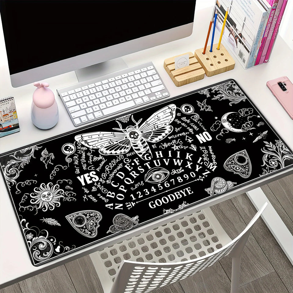 Large Mysterious Ghost Gothic Gaming Mouse Pad Black Anti Slip Rubber Desktop Accessories Mouse Mat Rug Desk Organizer Playmat