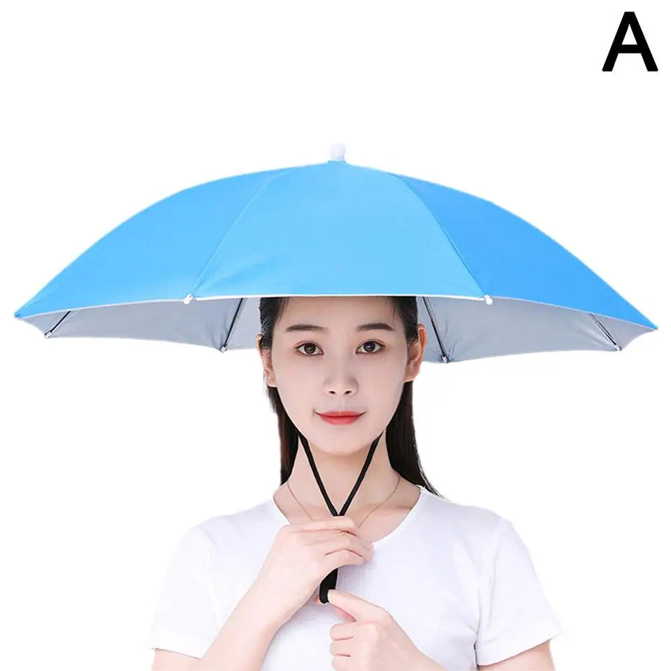 Hands-Free Umbrella Hat For Fishing Sun Protection Head-Mounted Sunshade For Outdoor Gardening Hiking Foldable Rain Cap