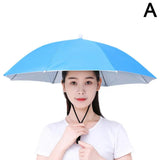 Hands-Free Umbrella Hat For Fishing Sun Protection Head-Mounted Sunshade For Outdoor Gardening Hiking Foldable Rain Cap