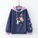 Harajuku Funny Women Hoodies 100% Cotton Winter Plus Fleece Cute Pink Anime Sweatshirt Teen Girl Kawaii Long Sleeve Y2K Hoodie