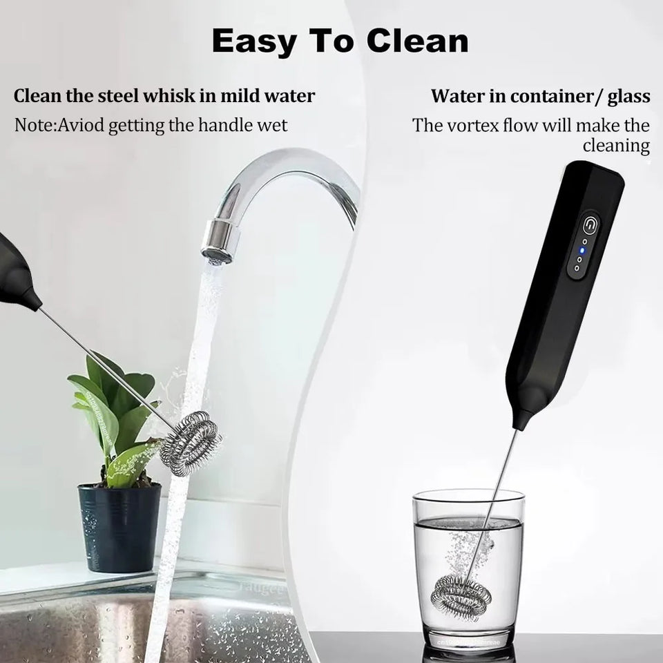 Electric Milk Frother Handheld Egg Beater USB Rechargeable Mini Cordless Coffee Whisk Milk Foam Maker Automatic Eggs Blender