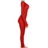 Three Sisters New Arrivals Autumn Winter Fashion Casual Home Solid Color Long Sleeve V-neck Ladies Two Piece Sets Pantsuits